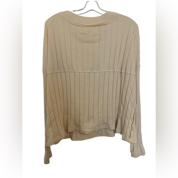 We The Free The Mix Henley Cream Long Sleeve Top Size Small Free People Button - Picture 5 of 8